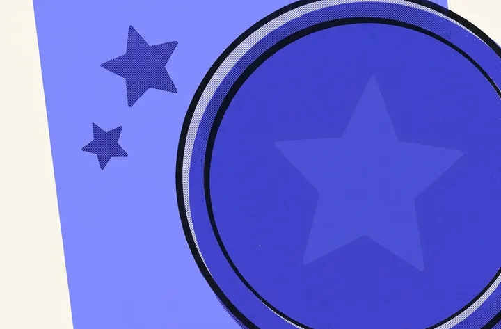 Risograph print of a coin embossed with a star