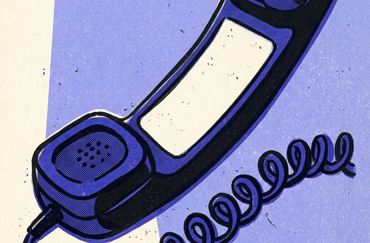 Risograph print of a telephone handset